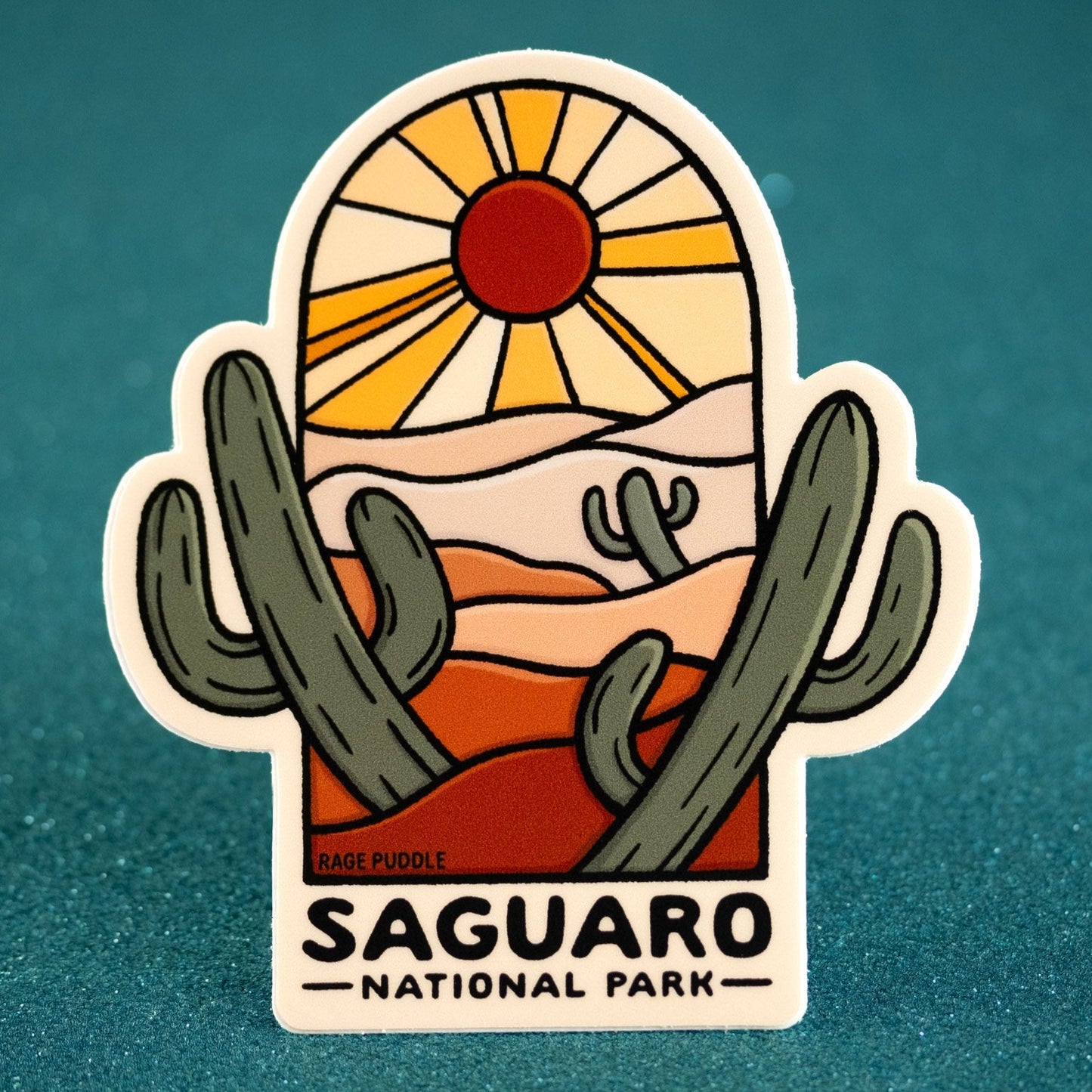 Saguaro National Park - Vinyl Sticker - Desert Sunset Cactus